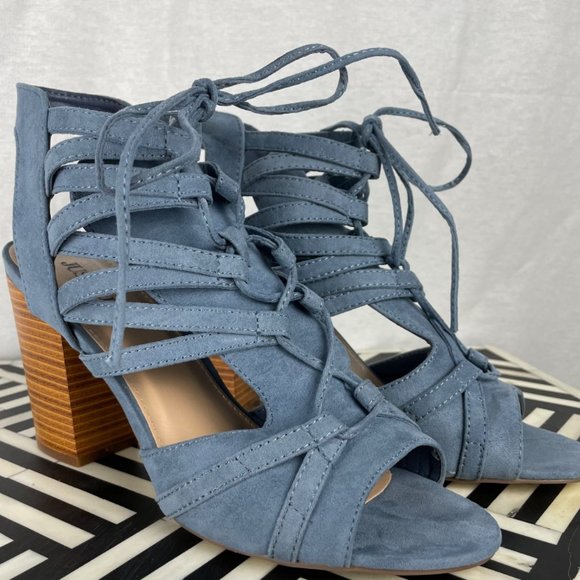 JustFab Shoes - NWT Duty Blue Lace Up Heeled Sandals